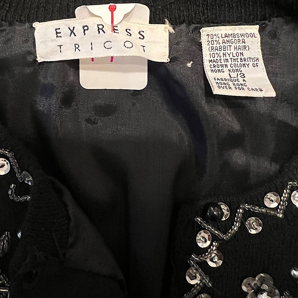 V I N T A G E 80's Beaded and Sequined Cropped Cardigan Sweater - Picture 4 of 7